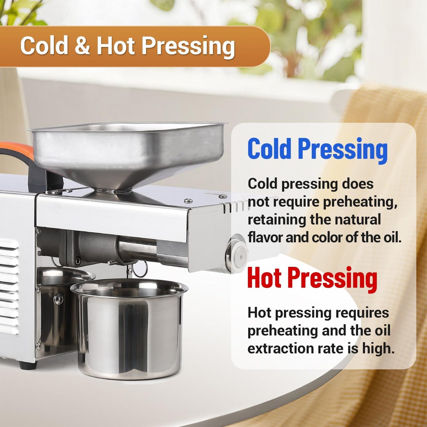 GarveeHome 900W Electric Oil Press Machine - Automatic Cold & Hot Oil Extractor with 304 Stainless Steel, Perfect for Pressing Peanut, Sesame Seeds, Walnut, Almond, Pumpkin, and Rapeseed