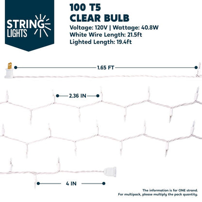 Joiedomi Christmas String Lights Indoor,100 Count Mini Warm Fairy Light Outdoor,21.4 FT Decor for Patio Dorm Classroom Bedroom Holiday Wedding Party Garland Birthday Valentines Day,White Wire