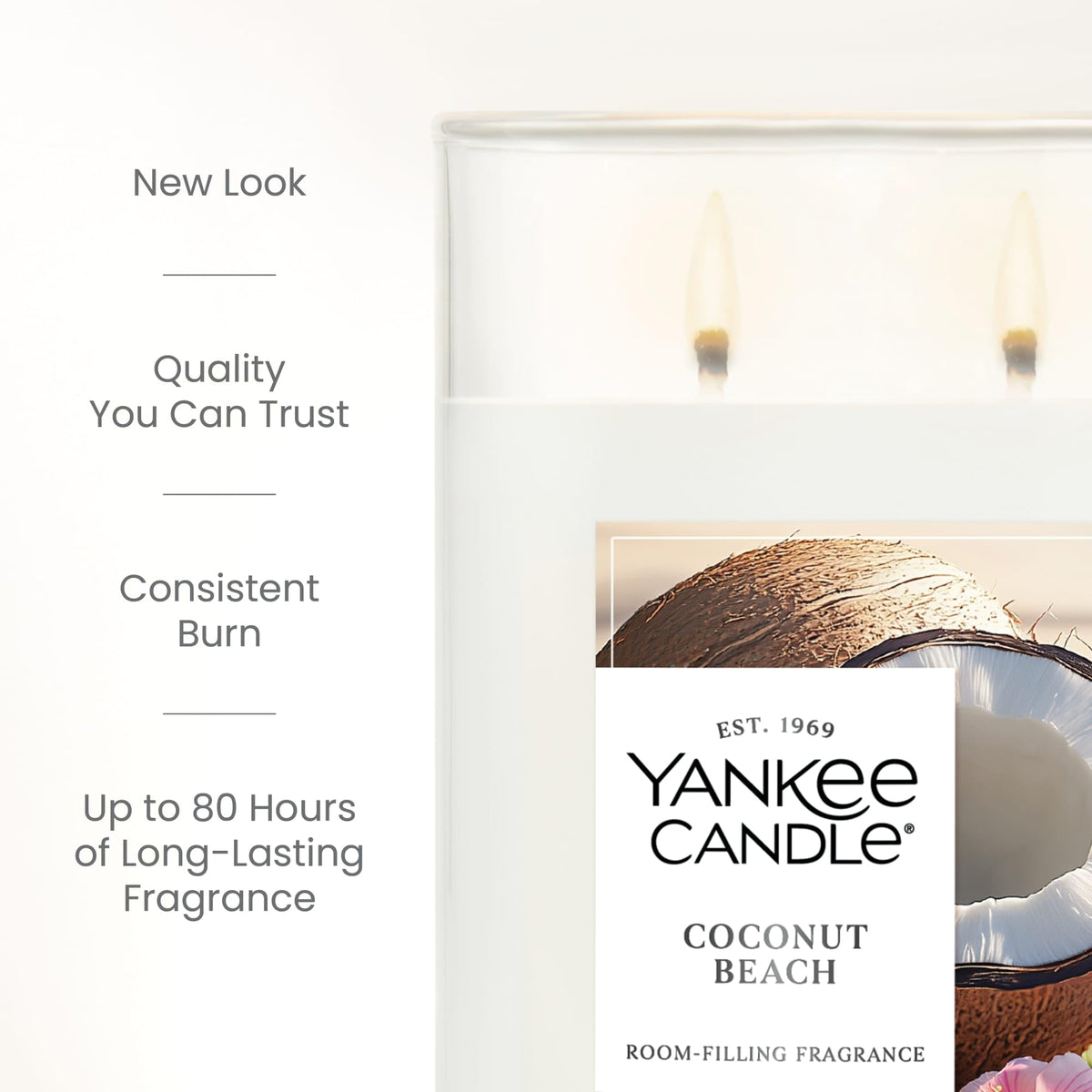 Yankee Candle Large Tumbler Scented Candle with up to 80 Hour Burn Time, Premium Plant Wax Blend for Consistent Burn, 20 oz Tumbler Candle with Room Filling Fragrance, Coconut Beach