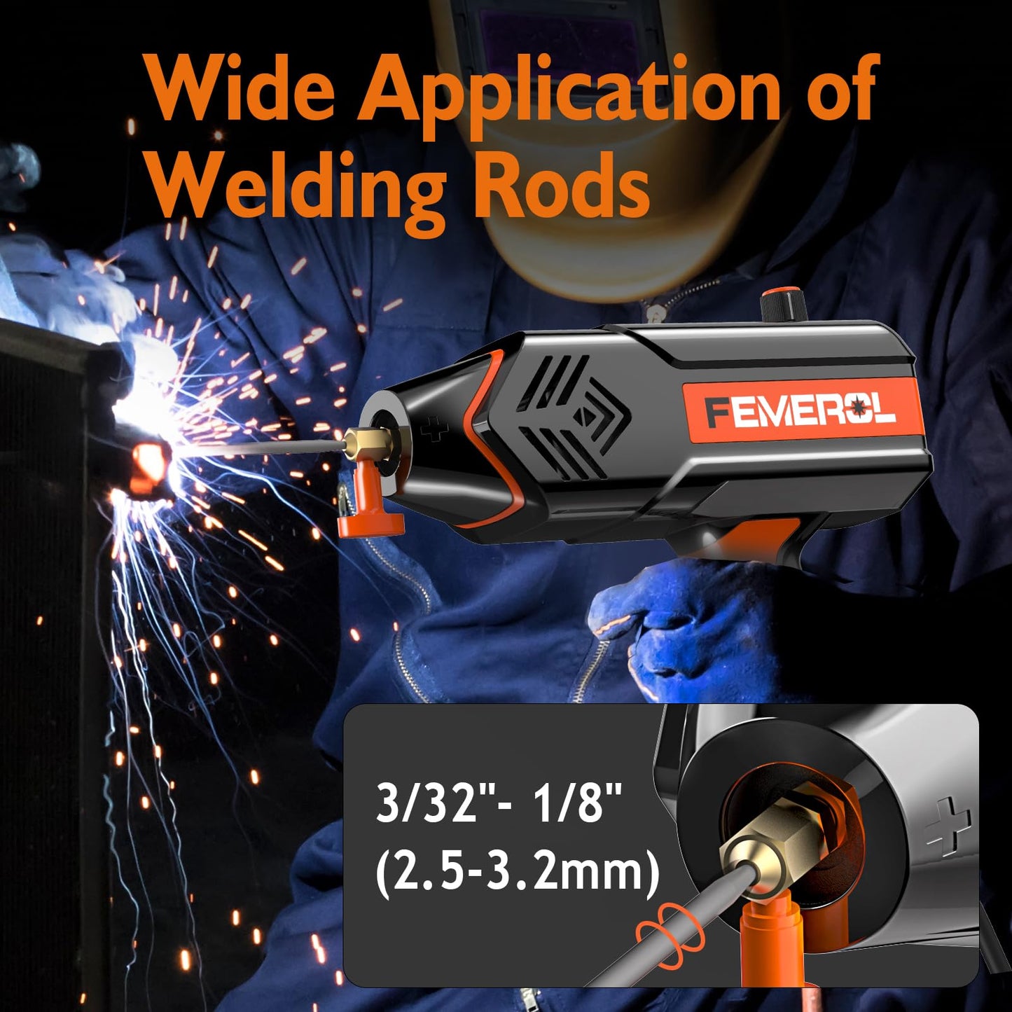 FEMEROL Welding Machine 110V,Handheld Welder, 120A Portable Stick Welder, Hand Held Welder Machine IGBT Inverter Digital Display with Welding Tool Set and Toolbox