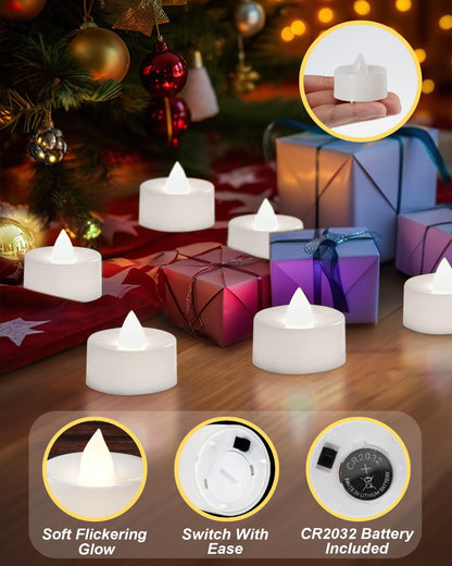 BEICHI Flameless Candles, 100Pack Battery Operated Candle, LED Tea Lights Candle Battery Operated, Flickering Fake Votives for Wedding Halloween Christmas Diwali- Pure White Light