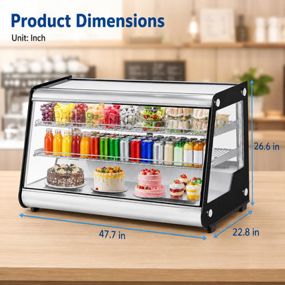 8.1 Cu.Ft Commercial Glass Door Refrigerator | Countertop Display Fridge with LED Lighting for Bakeries, Cafes, Convenience Stores | Energy Efficient, Adjustable Shelves, Auto-Closing Door