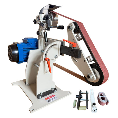Belt Grinder Sander, 2x72 Inch Belt, 1500W Electric Motor with 2.2KW VFD, 2 sets of grinding kits with 3 grinding methods,Vertical and Horizontal operation includes 3 sanding belts.
