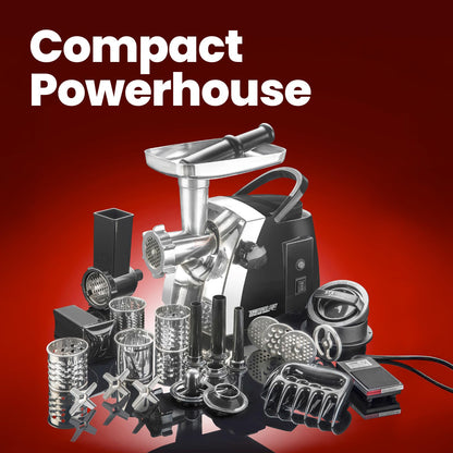 STX International Turboforce Cadet 2000 Series Electric Meat Grinder | 5-in-1 Powerful Home Use | Sausage Stuffer | Kubbe Maker | 4 Grinding Plates | Stainless Steel Blades & More Included