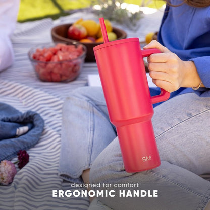Simple Modern 30 oz Trek Tumbler with Handle and Straw Lid | Cup Holder Friendly Insulated Stainless Steel Travel Mug | Canary