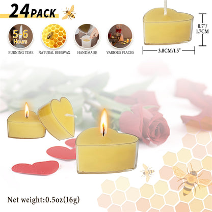 Gedengni Candlesticks Scented Tealight Candles,24pcs Heart-Shaped Tea Light Candles Natural Scent Tealight Candle Wax Handmade Candle Stciks for Spa Home Decor Women Gifts (T02-24HT)