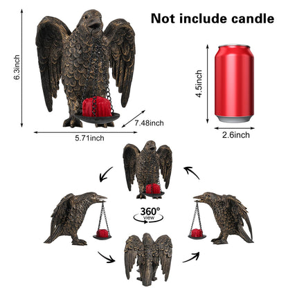 Halloween Decorations Spread Wings Raven Candle Holder Outdoor Garden Statue for Patio Decor Gothic Home Decor Half Gold