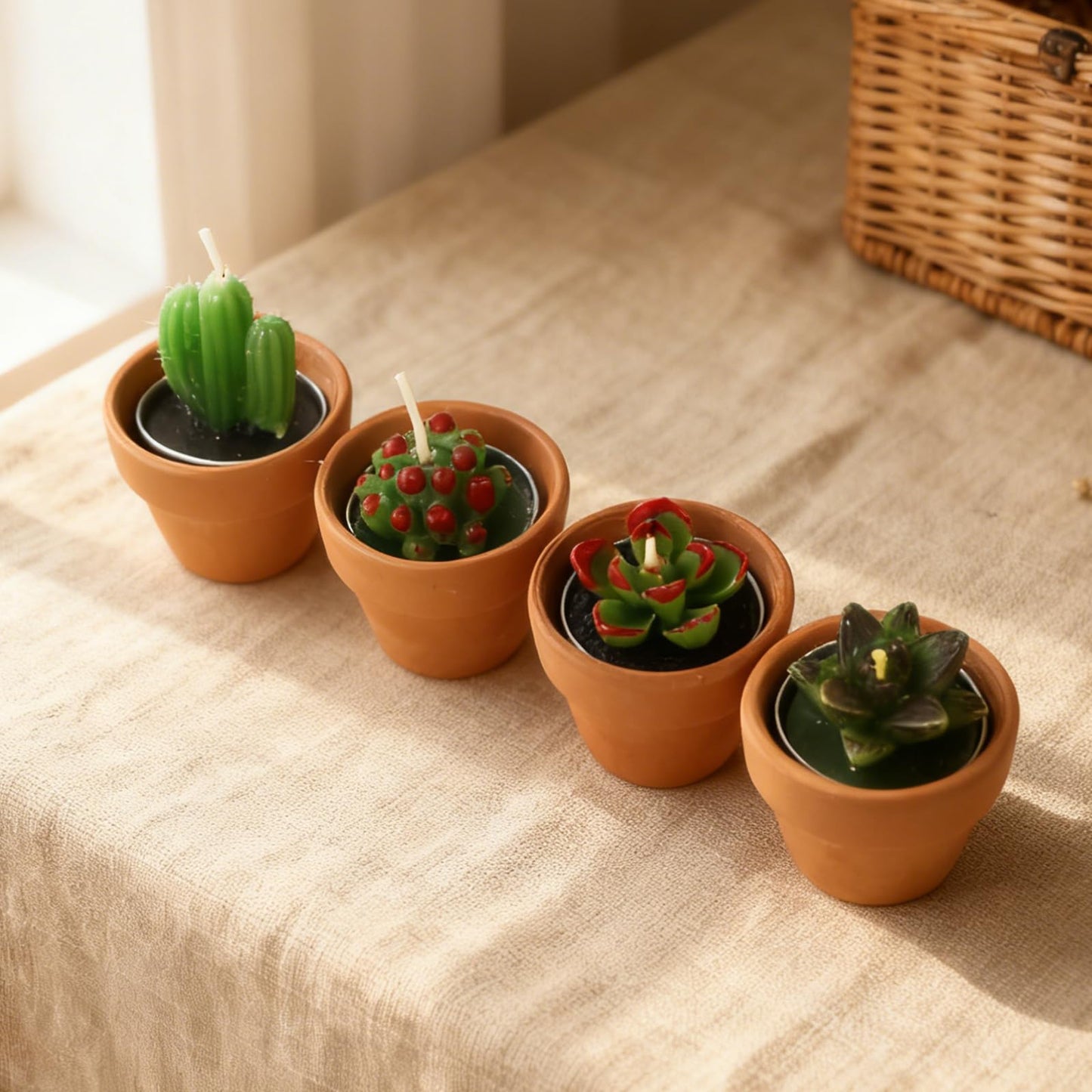 Succulent Tealight Candles with Terracotta Pot, Creative or Novelty, 48 Packs Handmade Decorative Candle as Housewarming Wedding Party Baby Shower Gifts