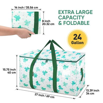 BALEINE 2-Pack Oversized Moving Bags with Reinforced Handles, Heavy-Duty Storage Tote for Clothes, Moving Supplies (Clover, 2-Pack)