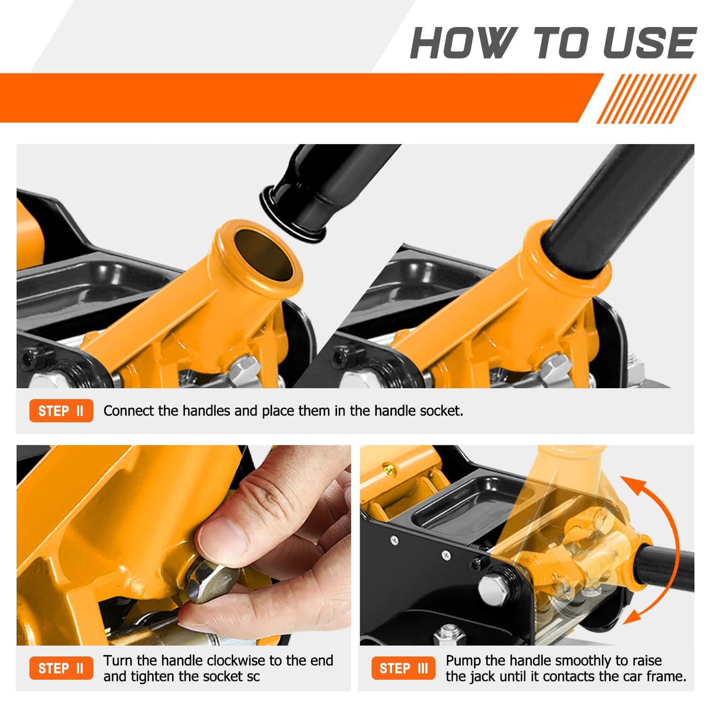 PM PERFORMOTOR Low Profile Hydraulic Trolley Service/Floor Jack, 4 Ton (8000 lbs) Capacity, Lifting Range 4.5"-20", Orange,PM-TOL-FJ40-OG