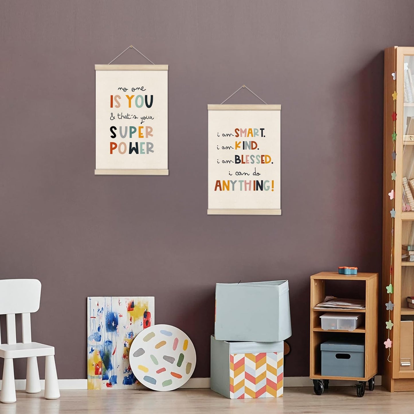 DOI-LANEE Positive Affirmations Wall Decor for Kids, Inspirational Motivation Poset Banner for Office Classroom Playroom Nursery Bedroom, No One Is You Superpower I Can Do Anything, 2 Pack