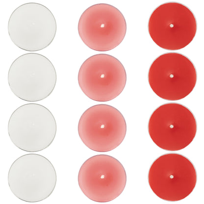 Scented Tea Light Candles 12 Pack Pastel Color Hand Poured Smokeless 4 Hours Clean Burning Small Round Clear Cups Tealight Candles for Romantic Dinners Wedding Centerpieces Cozy Evenings