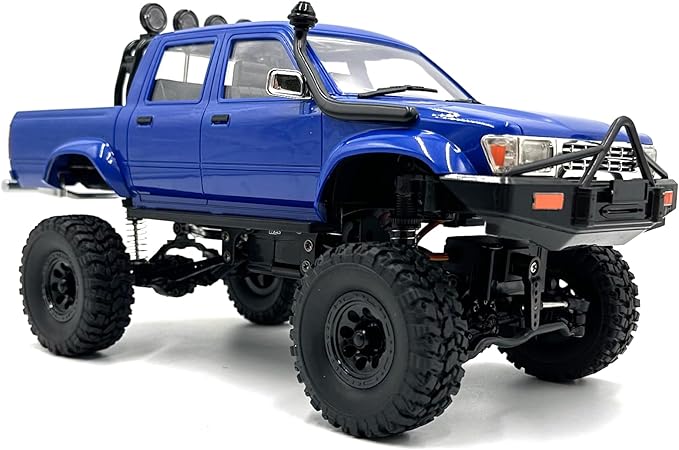 RC Rock Crawler WPL C64-1 RC Truck 1:16 Scale 2.4GHz Remote Control Truck 4WD All Terrain Off-Road RC Crawler with LED Lights and 2 Rechargeble Batteries for Adults (Blue)