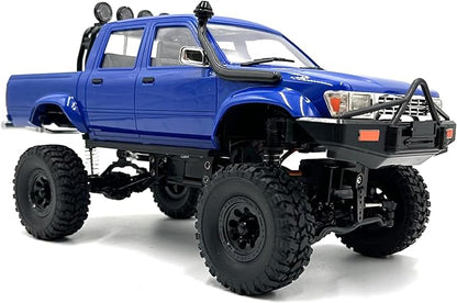 RC Rock Crawler WPL C64-1 RC Truck 1:16 Scale 2.4GHz Remote Control Truck 4WD All Terrain Off-Road RC Crawler with LED Lights and 2 Rechargeble Batteries for Adults (Blue)