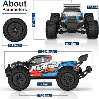 1/16 4X4 High-Speed 50+KM/H(Peak) RC Cars Monster Truck - 390 Motor Durable axle &amp Suspension RC Truck | 3000mAh Batteries | rc Cars Toys Easter Birthday for Teens Aged 14+