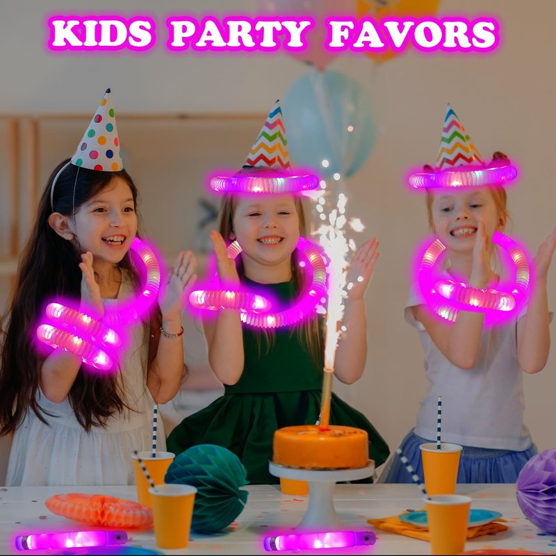 12-24 PCS Pink Glow Sticks Party Favors for Kids,Glow Necklaces Bracelets Accessories Decor for Toddlers Graduation Party,Kindergarten Preschool End of School Year Goodie Bag Stuffers Classroom Prizes