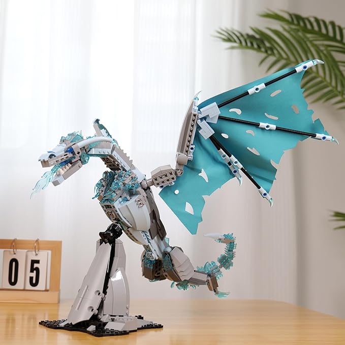 Ideas Ice Dragon Building SetCompatible with Mainstream Brands Adults Collectible MOC Dragon Model STEM Toy for GOT Fans Home DecorCreative Gift for Kids Boys &amp Girls 8-16 (1019 PCS)