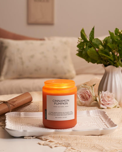 M&SENSE Ceylon Cinnamon Pumpkin Scented Candles, Soy Natural Candles 110 Hours Long Lasting Slow Burning Candle for Easter Holiday Gifts