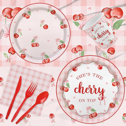 MEHOFOND Pink Bow Floral Baby Shower Party Decorations, Coquette Sweet Girl Paper Plates Cups and Napkins Set, Pastel Pink Bowknot Disposable Tablewares, Baby Girl Baby Shower Party Supplies, Serve 24