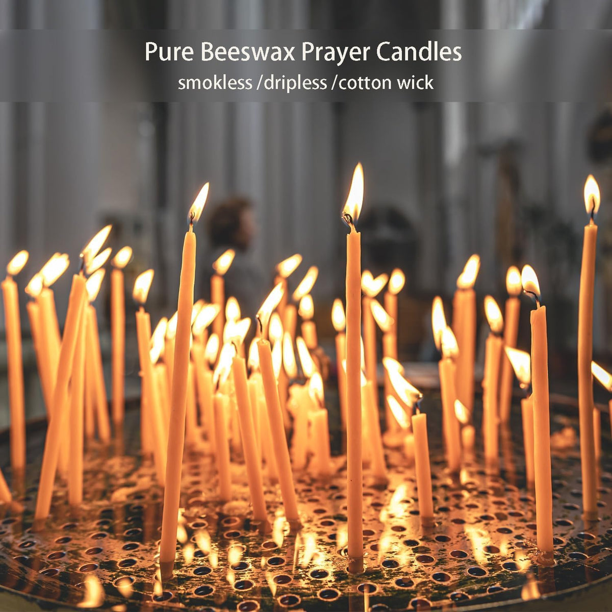 7.3 inch 100% Pure Natural Prayer Candle 50pcs-60min Burn Time Candles-Dripless and Smokeless for Prayer,Thanksgiveing,Family, Wedding,Men,Relax