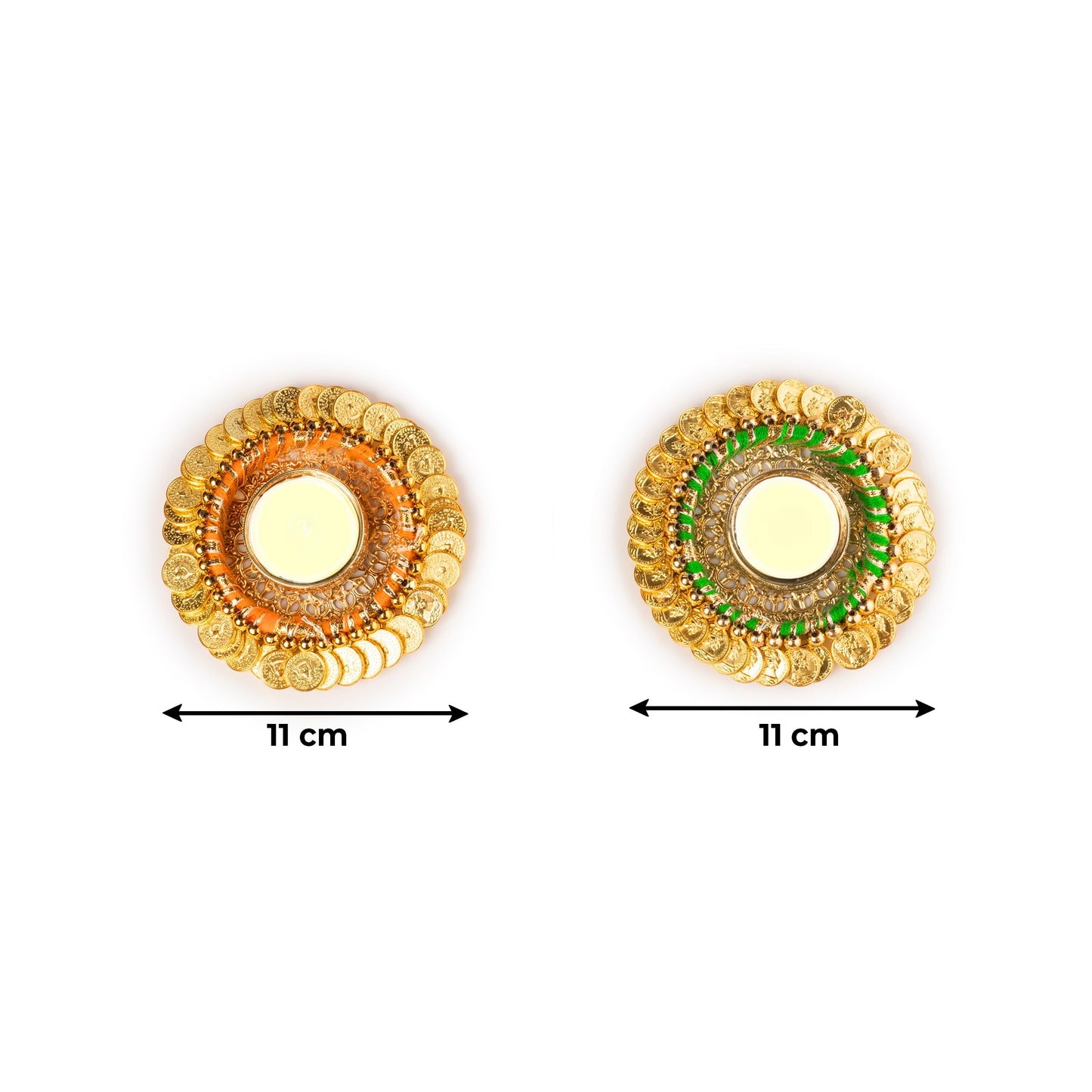 Handmade 2 pcs Tea Light Candle Holder Traditional Indian Decorative Lighting Accessories Centerpiece for Dining Table Office Home Festival Wedding Fuction and Gifting(Golden Set of 2)