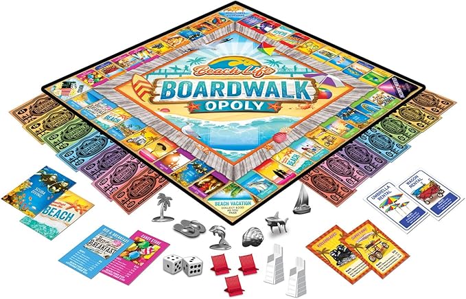 Beach Life Boardwalk Opoly - Premium Quality Educational and Fun Activity for Kids and Families - Great Gift Idea for Holidays Birthdays and Everyday Playtime – Classic Style Board Game