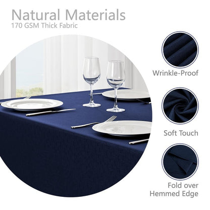 Veblandy 2 Pack Rectangle Tablecloth, 60x120 inch, Water Resistant Wrinkle Free Linen Textured Table Cloth Washable, Decorative Fabric Table Cover for Dining, Party and Camping, Navy Blue