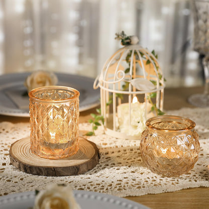 DARJEN Gold Votive Candle Holders Set of 24- Gold Candle Holders Bulk for Table Centerpiece, Tea Lights Candle Holder Glass for Wedding Shower, Home & Party Decor