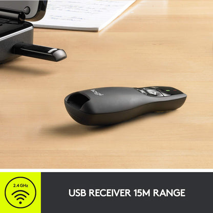 Logitech Wireless Presenter R400, PowerPoint Clicker with Laser Pointer, Wireless Presentation Clicker Remote