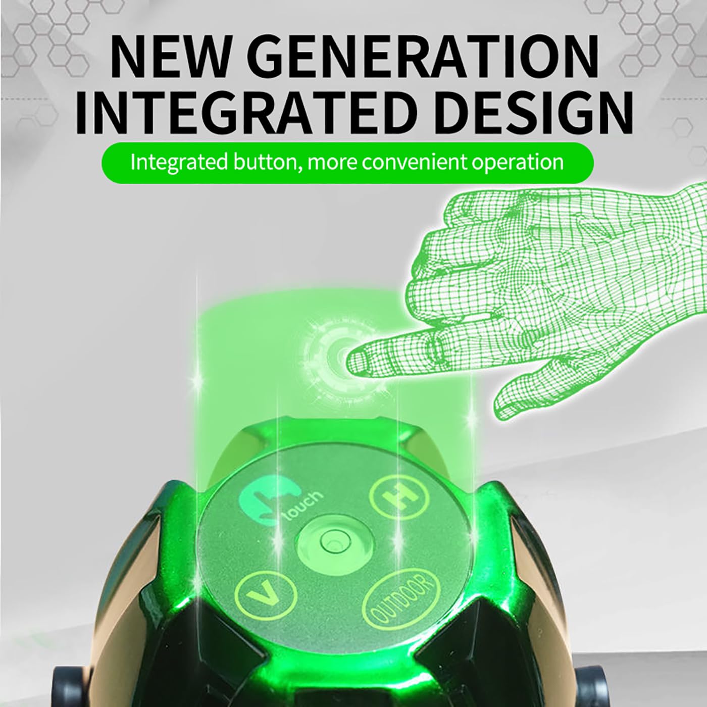 (Outdoor Laser Level) Picture Hanging Tool Green Light Lasers 5-Lines Laser Outside Leveler 360 Self Leveling Super Bright With 360° rotating base and strong light spot Digital display battery