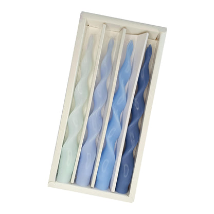 Spiral Taper Candle Blue Gradient Twisted Candlesticks Unscented Tapered Candles Smokeless Candlesticks for Dinner Table Decor Party Wedding
