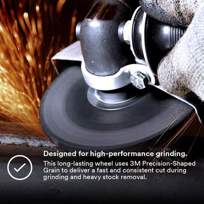 3M Silver Depressed Center Grinding Wheel, 87448, T27 Quick Change, 7 in x 1/4 in x 5/8 in-11, Pack of 10, Deburring Edges, Heavy Stock Removal, Stainless Steel, Mild Steel, Right Angle Grinding