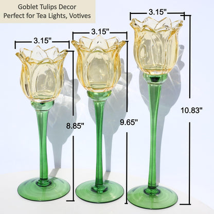 VOHO Gold Tulips Candle Holders for Table Centerpiece, Classic Gold Tealight Candle Holder for Birthday Thanksgiving Christmas Decorations, Flower Votive Candle Holders Wedding Centerpieces for Tables