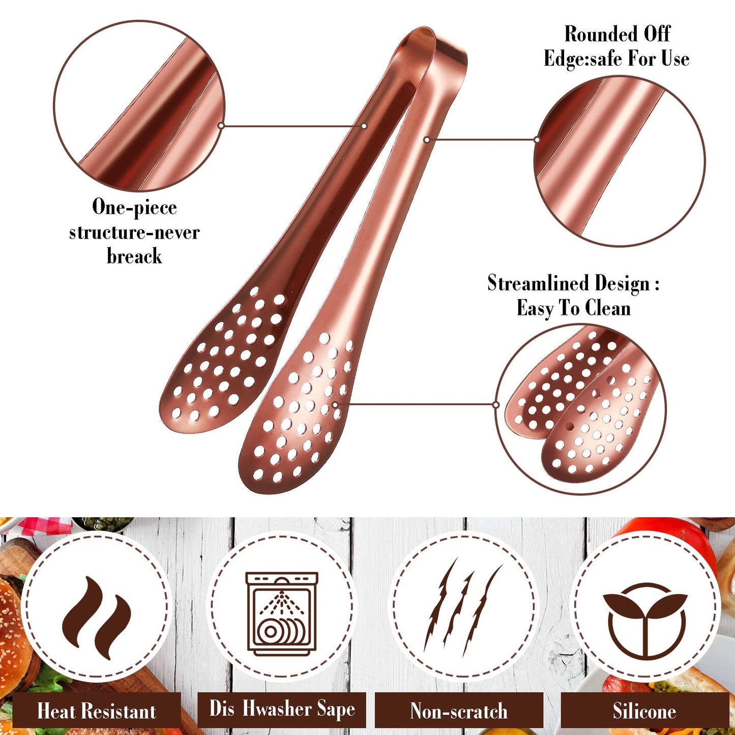 Vesici 12 Pieces Mini Serving Tongs 5 Inch Small Tongs Serving Utensils, Ice Pincers Mini Sugar Pincers, Small Pliers for Appetizers, Tea Party, Coffee Bar, Desserts(Rose Gold)