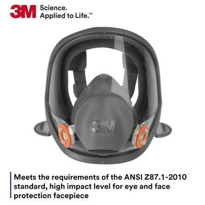 3M Full Facepiece Reusable Respirator 6800, NIOSH, Large Lens, ANSI High Impact Eye Protection, Silicone Face Seal, Four-Point Harness, Comfortable Fit, Painting, Dust, Chemicals, Medium