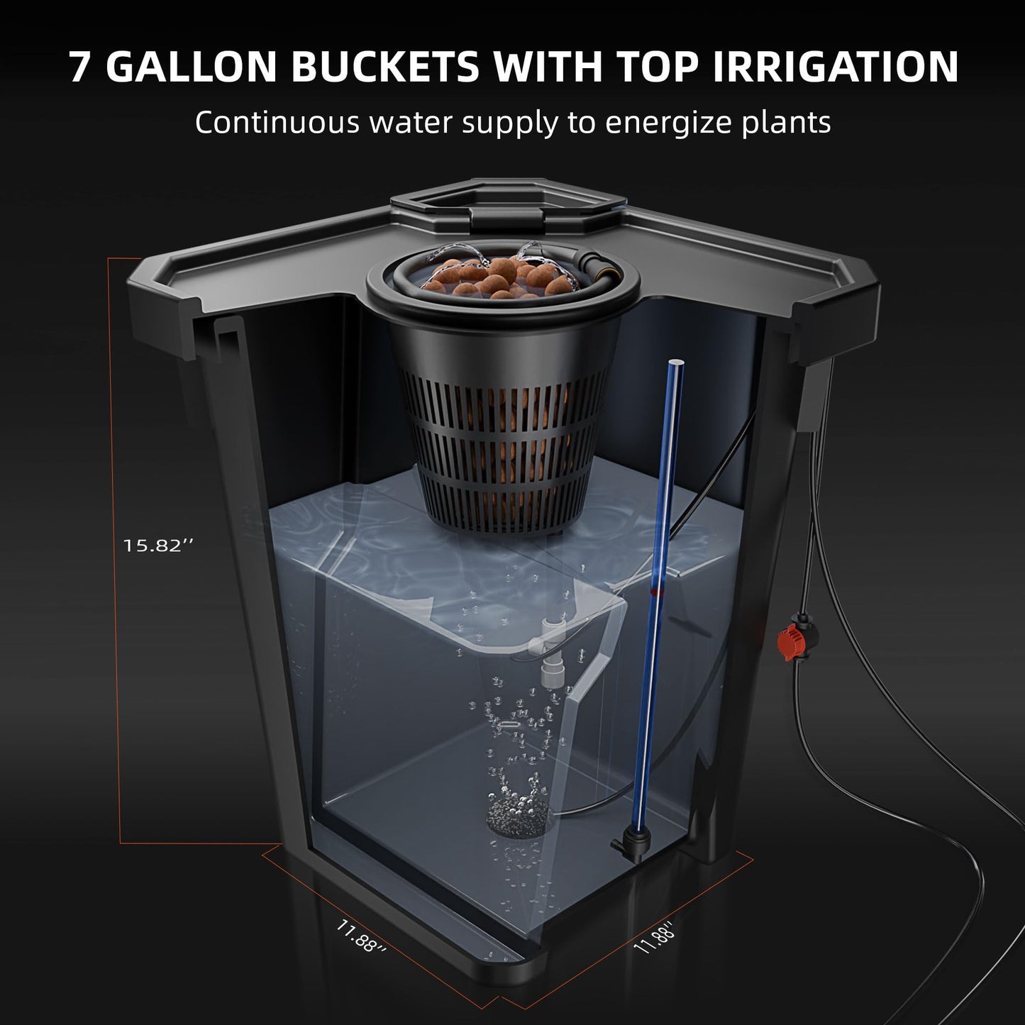 Spider Farmer DWC Hydroponics Grow System with 7-Gallon Deep Water Culture, New Triangular Cover Design, Recirculating Drip Garden System with Top Drip Kit, 8W Air Pump, 2 Buckets