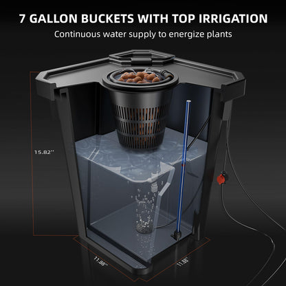 Spider Farmer DWC Hydroponics Grow System with 7-Gallon Deep Water Culture, New Triangular Cover Design, Recirculating Drip Garden System with Top Drip Kit, 8W Air Pump, 2 Buckets