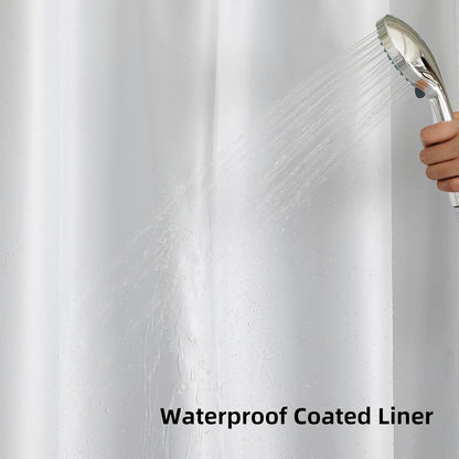 Skiennix No Hook Shower Curtain - Heavy Duty Waffle Weave with Mesh Top Window | 72 x 75 Inch, Moonlight Blue