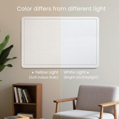 lightomorrow Large Bulletin Board - 48 x 36 Inches, Decorative Felt Pin Board for Wall - 4' x 3' Foldable Photo Display Board with Self-Adhesive Tape, Includes 20 Push Pins - White