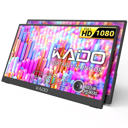 Kado 2-Pack 15.6 Inch FHD Portable Monitor for Laptop, 1080p Second Display IPS 1920x1080, 45W Charging HDMI USB-C Laptop Screen Extender, Kickstand for PC, Mac, Dex, Tablet, Xbox, PS4/PS5, Switch