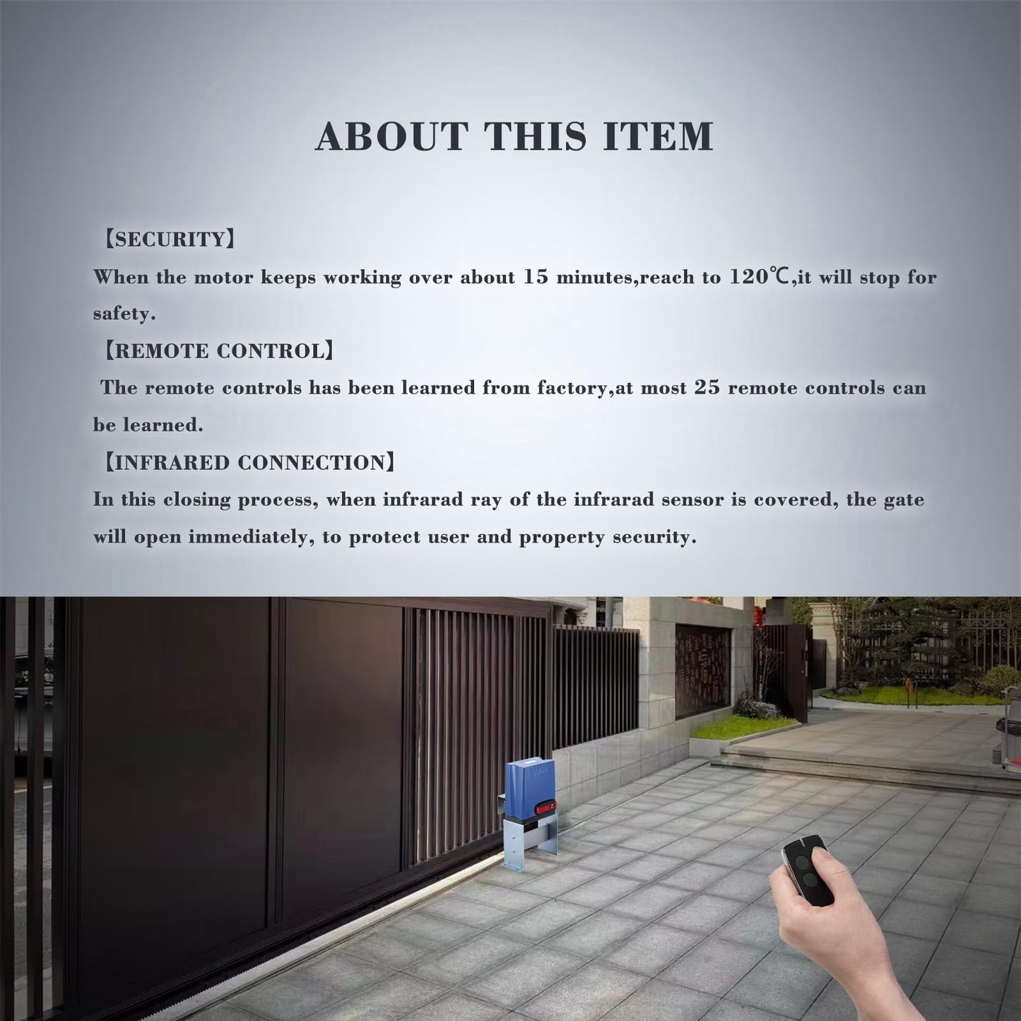 GATEXPERT Sliding Gate Opener with Remote Controls & Security Photocell Sensor,Chain Driven AC Motor for Gate up to 1350lb (AT1350 Automatic Gate Opener Kit)