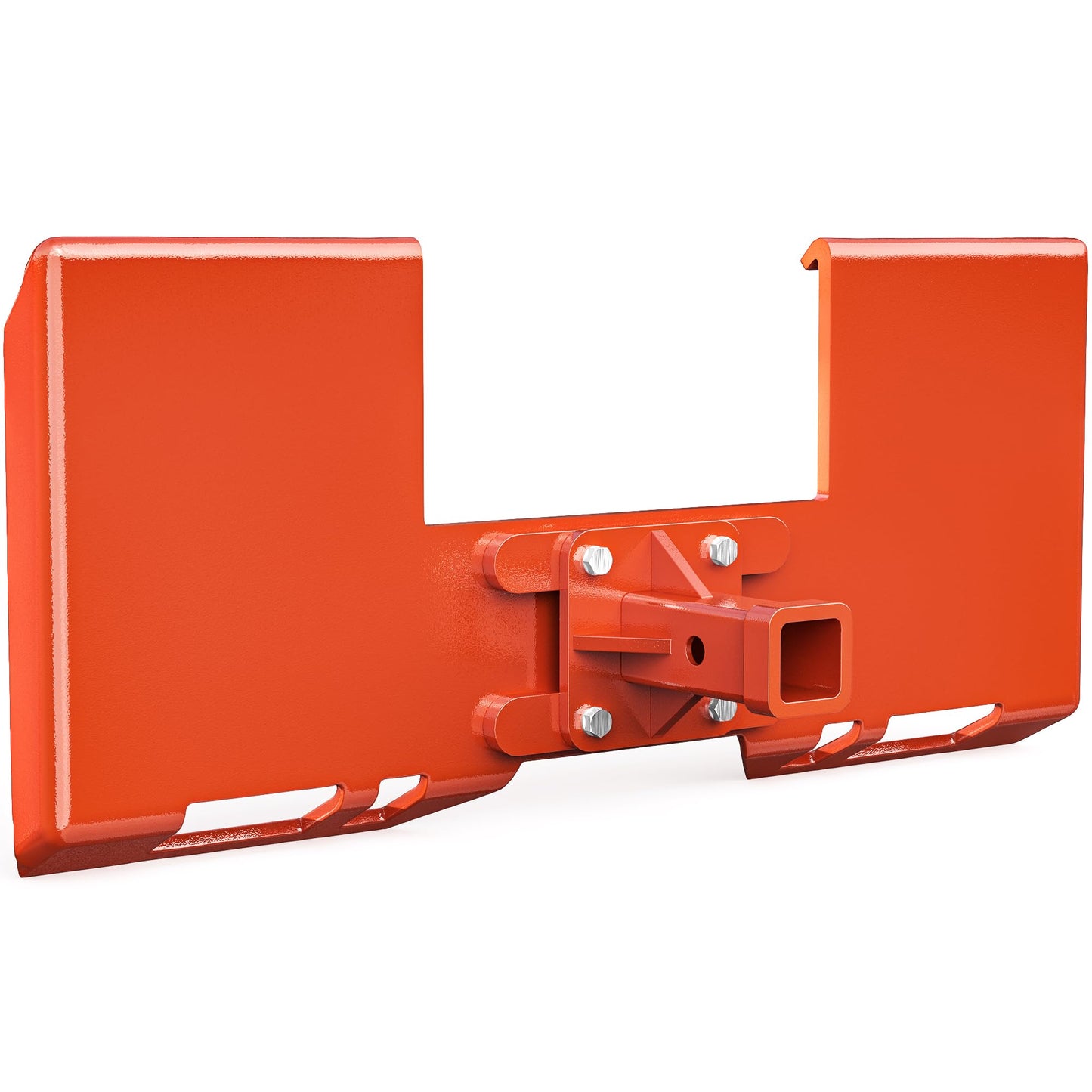 YITAMOTOR 3/8" Skid Steer Mount Plate with 2" Removable Trailer Hitch Receiver, Thick Skid Steer Plate Attachment, Universal Skid Loader Tractor Quick Attach Plate, Removable, Orange