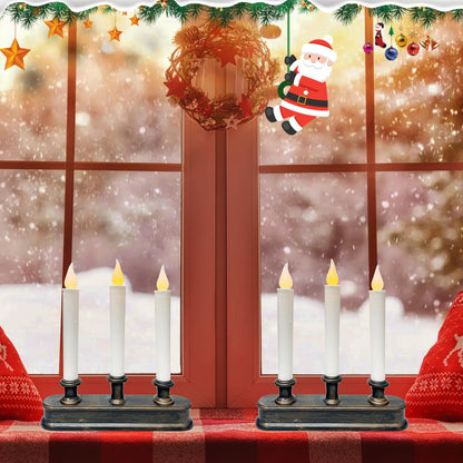 GOOTHY Battery-Operated LED Window Candles with Sensor Dusk to Dawn, 3 Lights Christmas Window Candles with Flickering Flameless LED Lights, 9'' Flameless Taper Candle for Table Home Christmas Decor