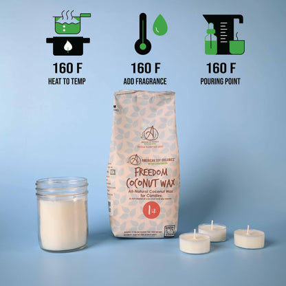 American Soy Organics 1 lbs Freedom Coconut Soy Wax Beads for Candle Making - Natural Candle Making Supplies - Paraffin-Free,Beeswax-Free Coconut Candle Wax for Container Candles,Tealights,Wax Melts