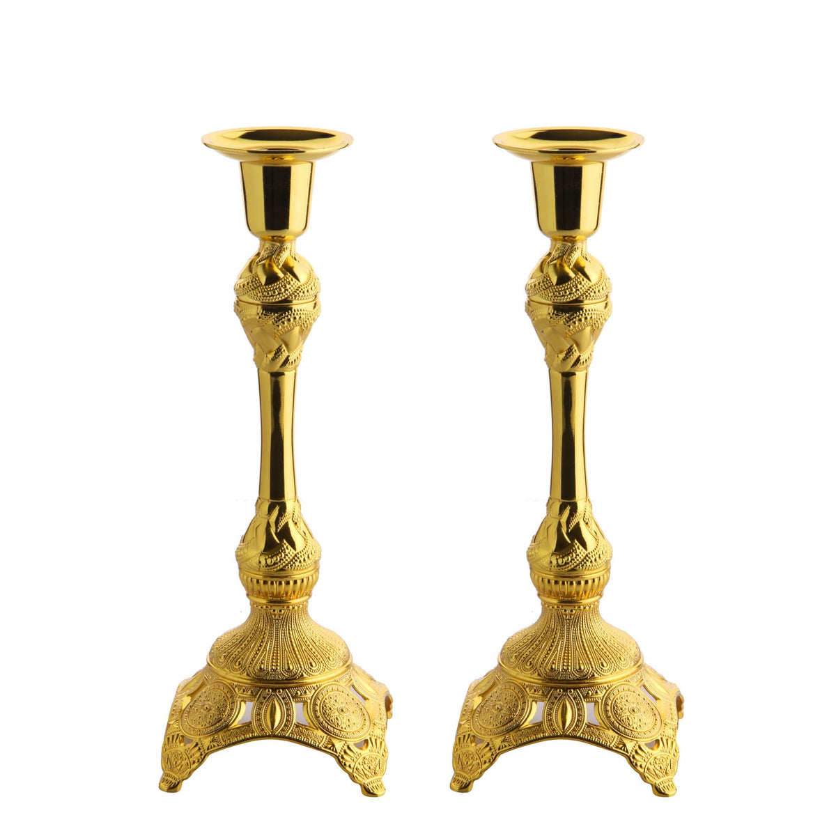 Alisveristime 2-Piece Candle Holder Set - Medium Size Decorative Zamac Candlesticks for Elegant Home Decor (Gold & Silver) (Gold)