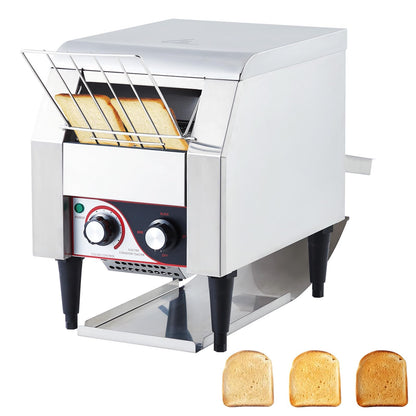 Commercial Conveyor Toaster 150 Slices/Hour, 1340W Heavy Duty Stainless Steel Electric Oven with Dual Heating Tubes for Restaurant Bagels and Croissants