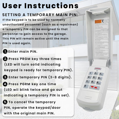 XDTKML for Genie Garage Door Opener Keypad Compatible with All Genie Intellicode Overhead Door Codedodger and Dip Switch Opener for 1995-Current Models 315/390MHZ Wireless Keyless Keypad Replacement