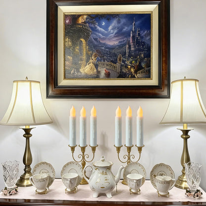 Lezonic 12 Pack Flameless Taper Candles Battery Operated Candlesticks Flickering LED Fake with Dripping for Halloween Christmas, 6 Inch White Wedding Mantel Fall Church Vigil Decor by Touch, No Remote