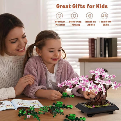 Bonsai Tree Building Set 4 in 1 Four Seasons Bonsai Tree Building Toy Plant Collection Home Decoration Building Blocks DIY Adult Creative Gifts for Kids