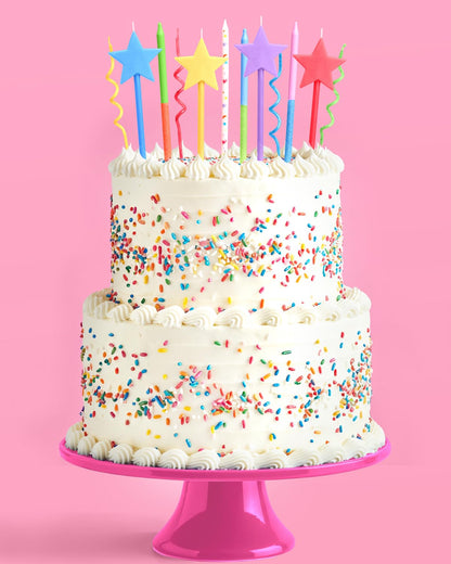 xo, Fetti Fun Novelty Birthday Candles - 14 Piece Set | Star Shaped, Glitter, Pastel Rainbow, Party Decorations, Celebrations, Sparkle, Unique Candles